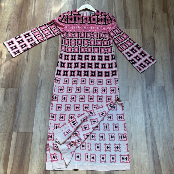 Zara Pink and Black Geometric Midi Dress - Picture 5 of 11